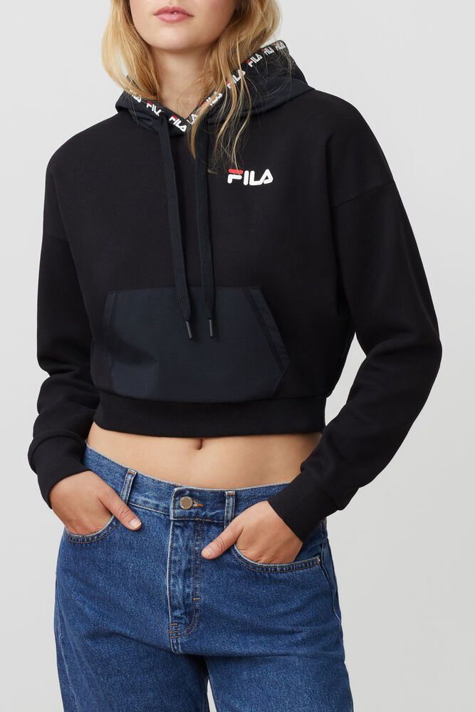 Fila Hoodie Tina Womens Black - India ONS-746831